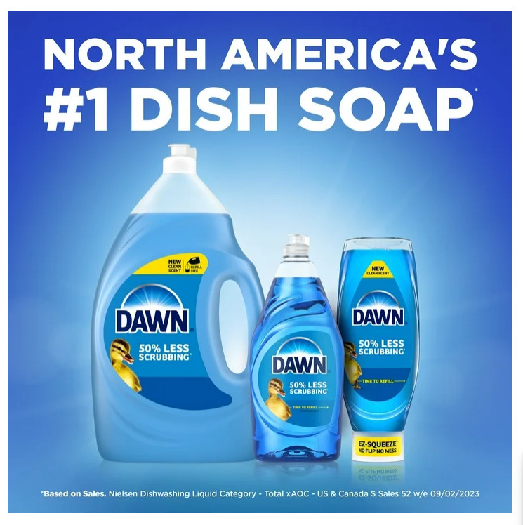 4 PACK Dawn Ultra Dish Soap Liquid, Dishwashing Liquid, Grease Removal, 70oz