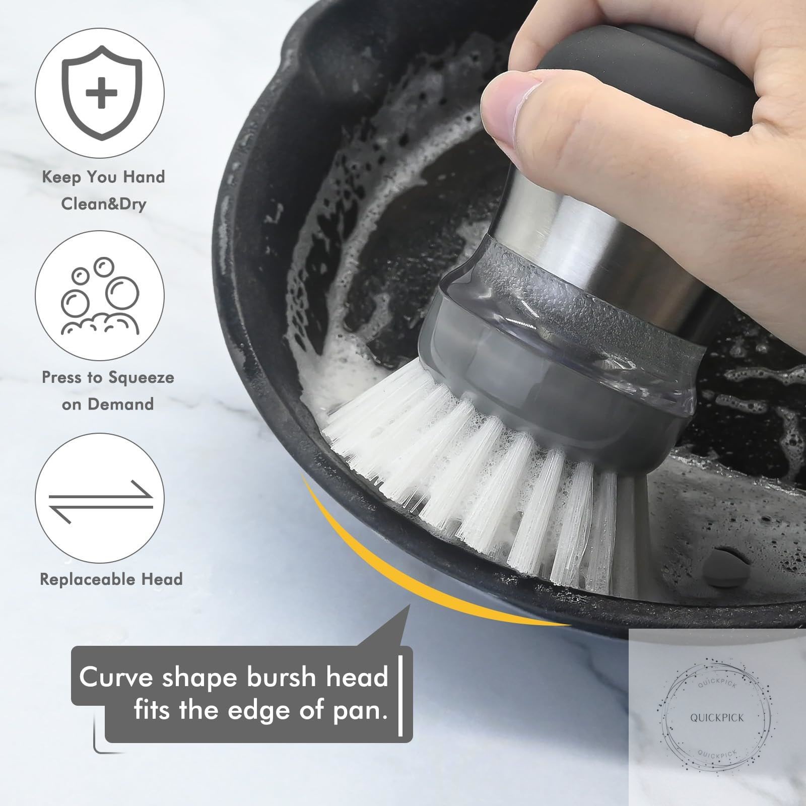 Palm Brush Refills for OXO Steel Soap Dispensing Dish Brush – 4 Pack Cleaning