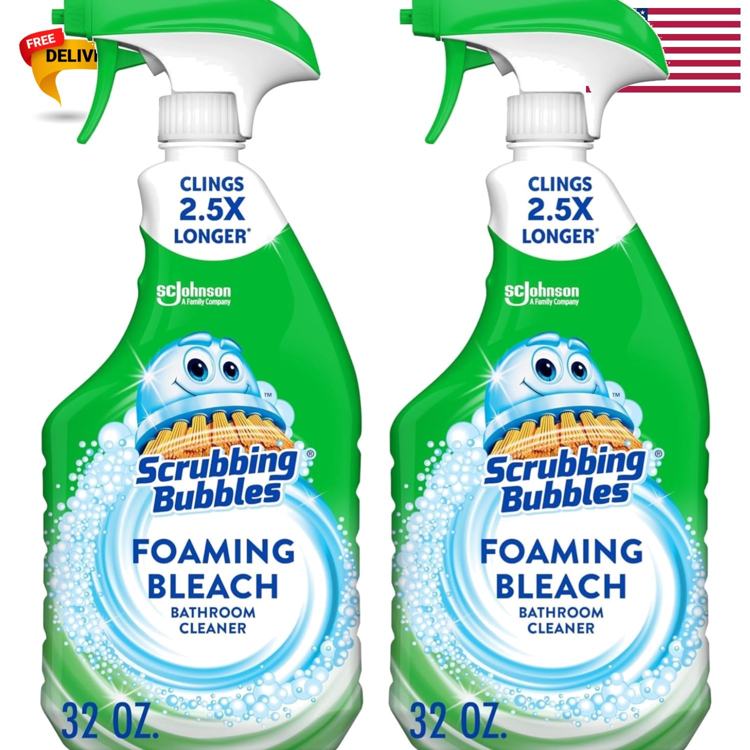 Eco-Friendly Scrubbing Bubbles Foaming Bleach Spray – 32oz x 2 Bathroom Savers