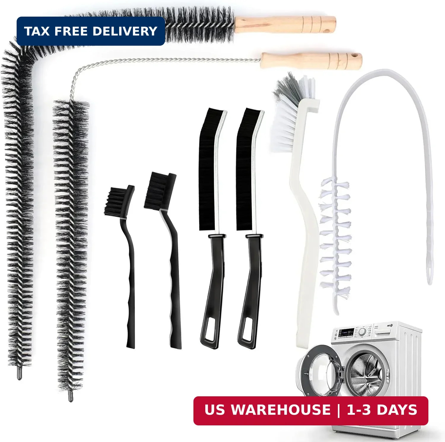 Washing Machine Cleaning Brush,Dryer Vent Cleaner Kit,Crevice Brush for Bathroom