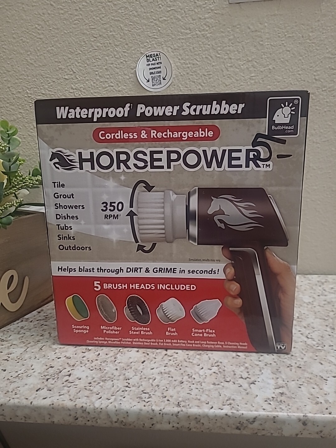 Ruby Horsepower Handheld Cordless Rechargeable Spinning Power Scrubber