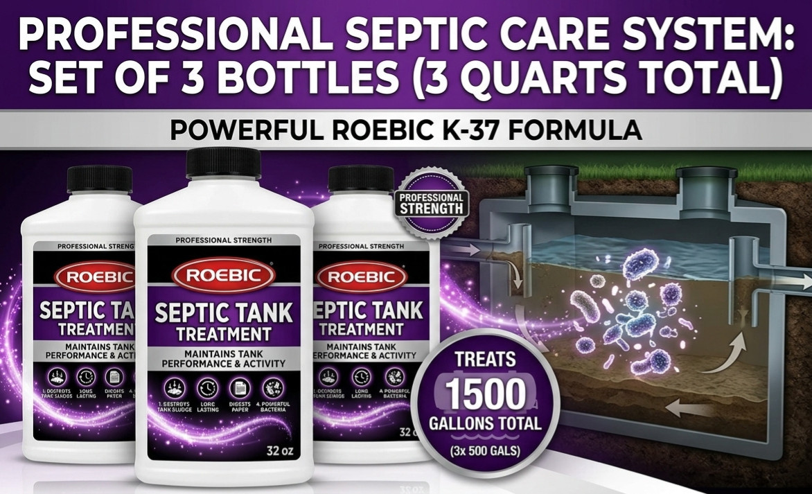 Roebic K-37 Septic Tank Treatment 32 oz 1 Quart Set of 3