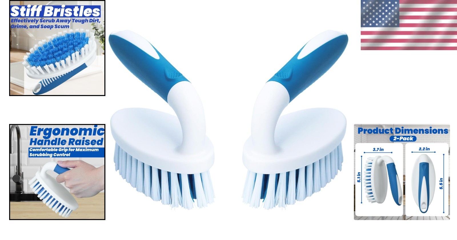 Efficient Stiff Bristle Scrubs – 2 Pack for Effective Dirt Removal and Hygiene
