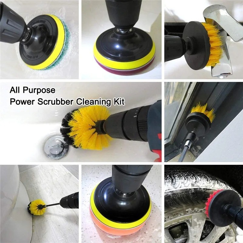 3 Piece Drill Brush Set + 11 Piece Drill Brush Attachment + Carry Bag SHIPS FREE
