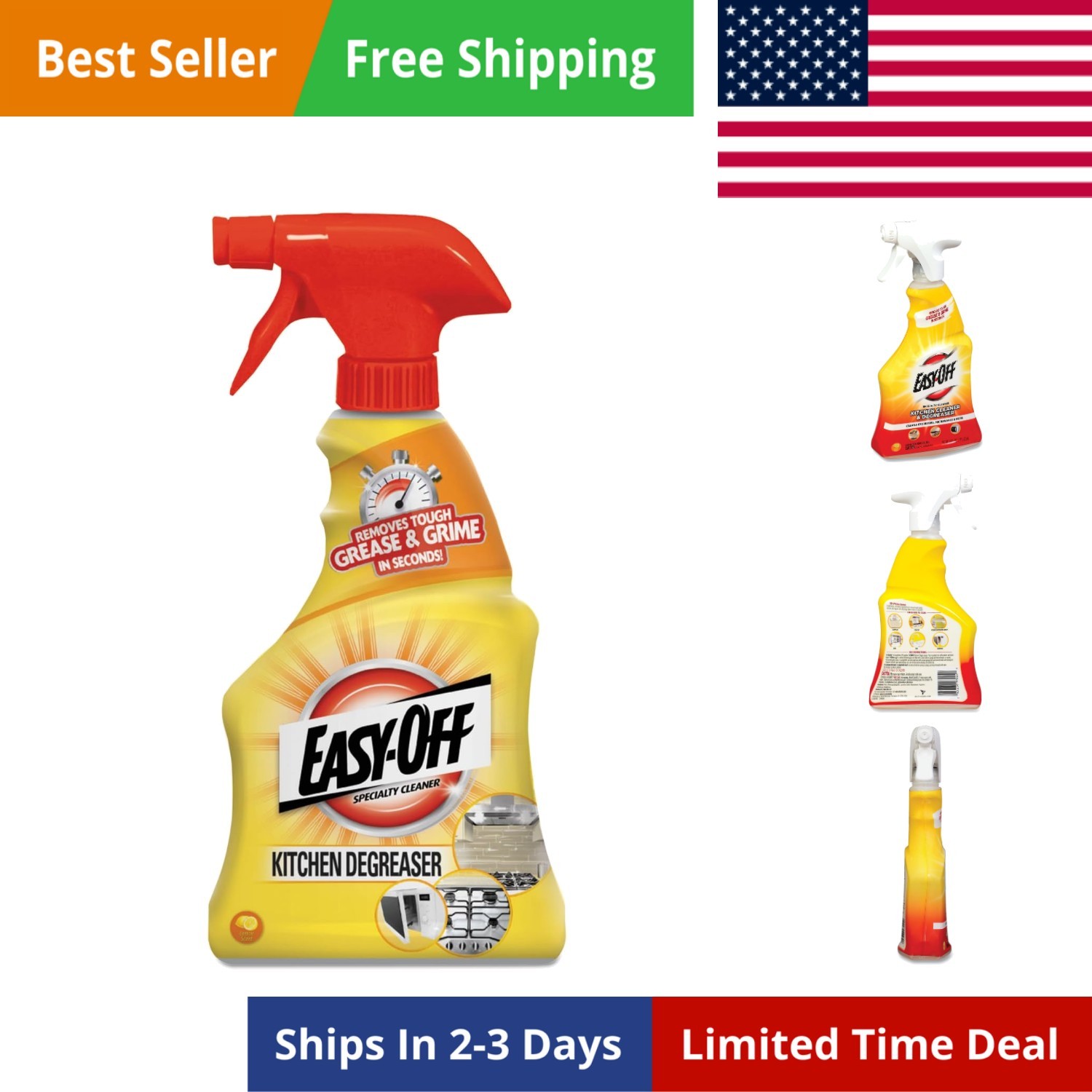 Specialty Kitchen Degreaser Cleaner, Clear, Lemon, 16 Fl Oz