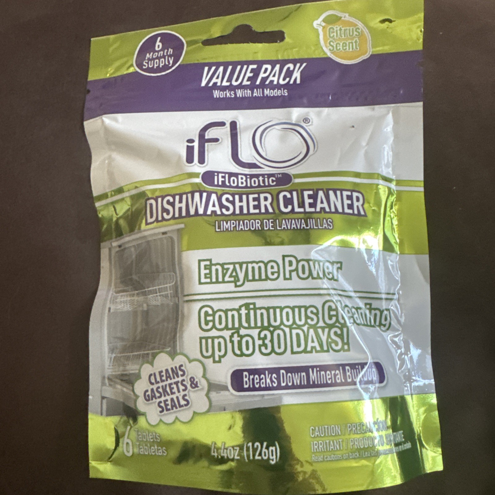 iFLO iFloBiotic Dishwasher Cleaner Tablets 6-Pack Citrus 4.4oz