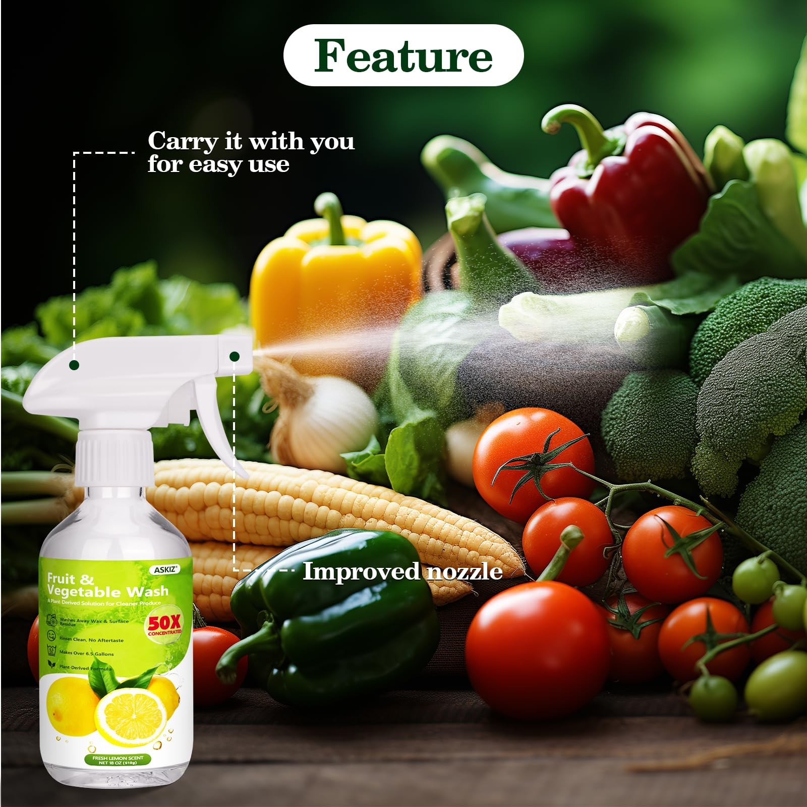 Fruit & Vegetable Wash,13 Gallons Lemon Produce Wash and Clean,Fruit Cleaner …