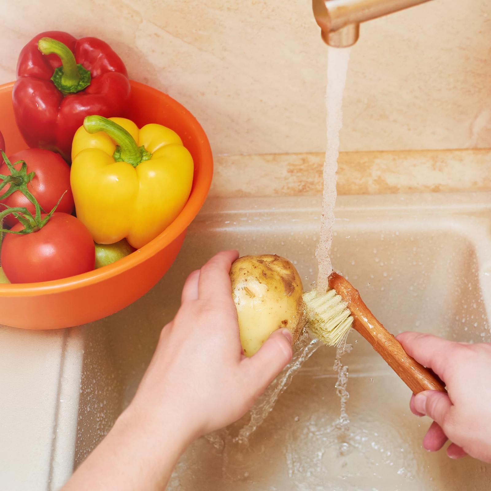 Vegetable Brush Set of 2 Fruit and Vegetable Brush Scrubber for Food, Potato…