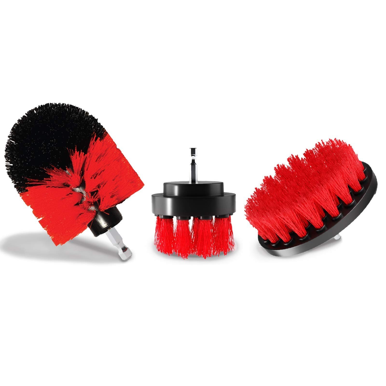 Red Bristle Medium Stiffness Drill Brush Set 3 pack – Ships from USA