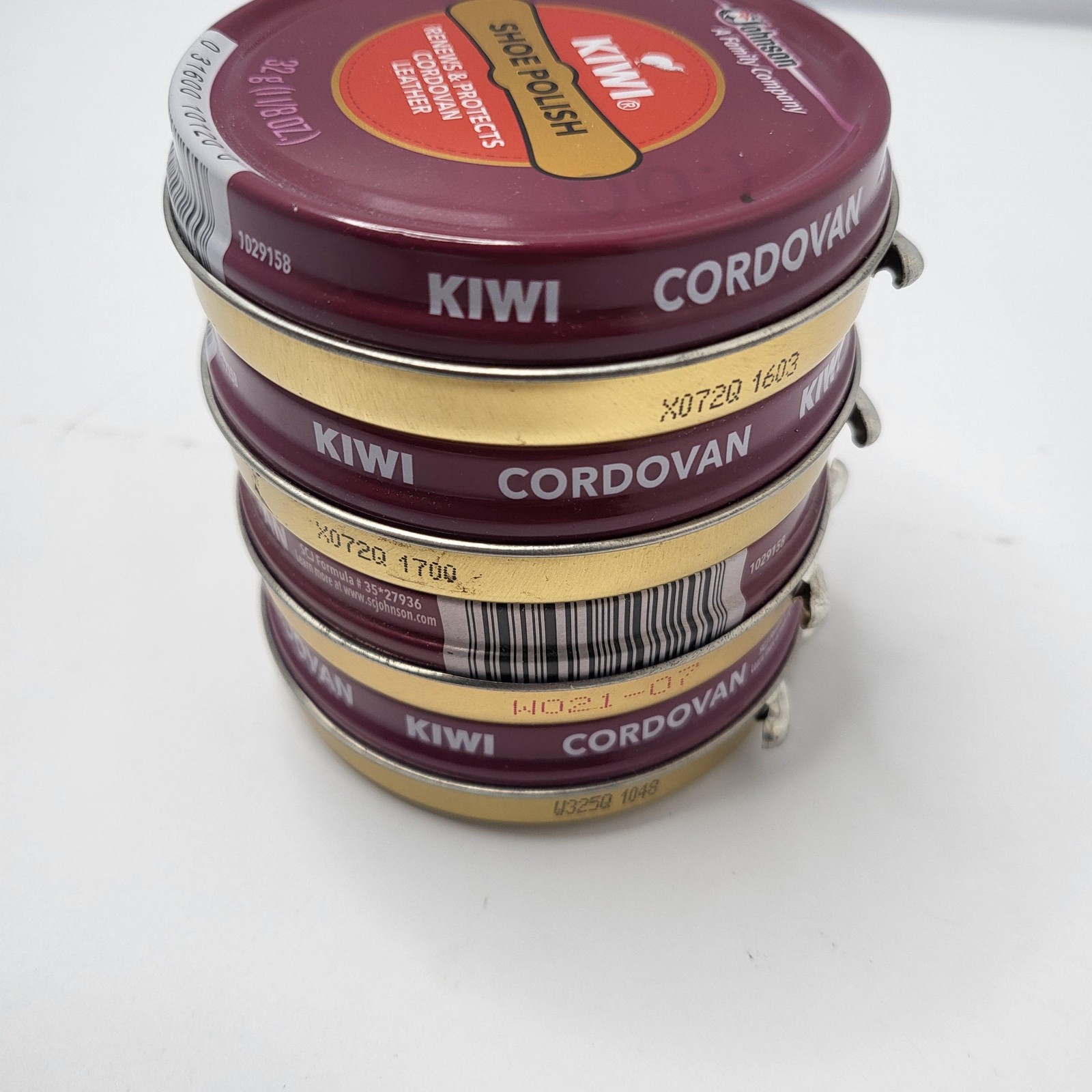 Kiwi 4pk Shoe Polish Cordovan Leather 32g 1 1/8 Oz Tins Brown Honduras