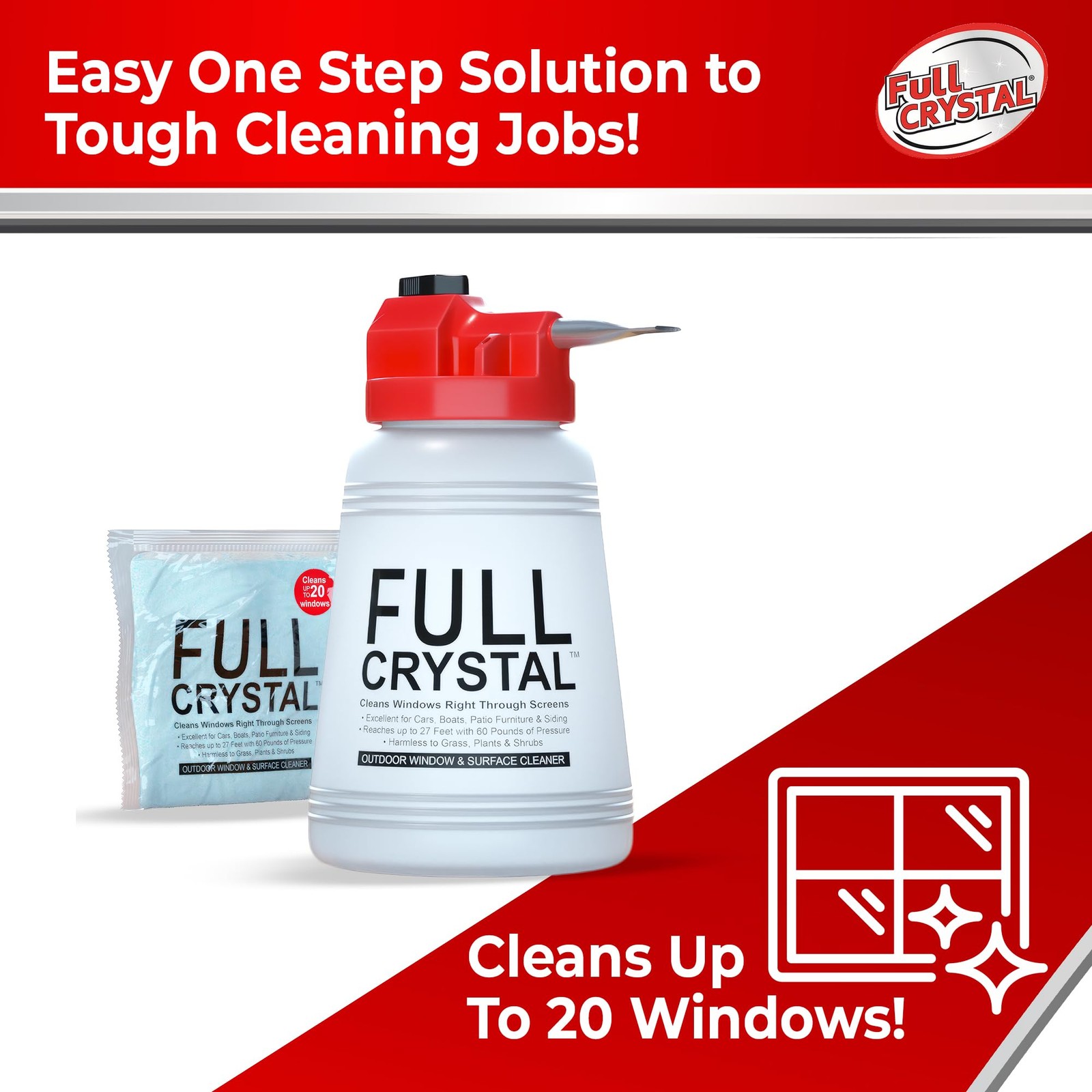 Full Crystal Window Cleaning Kit – 4 oz Glass 4 Ounce (Pack of 1), No Color