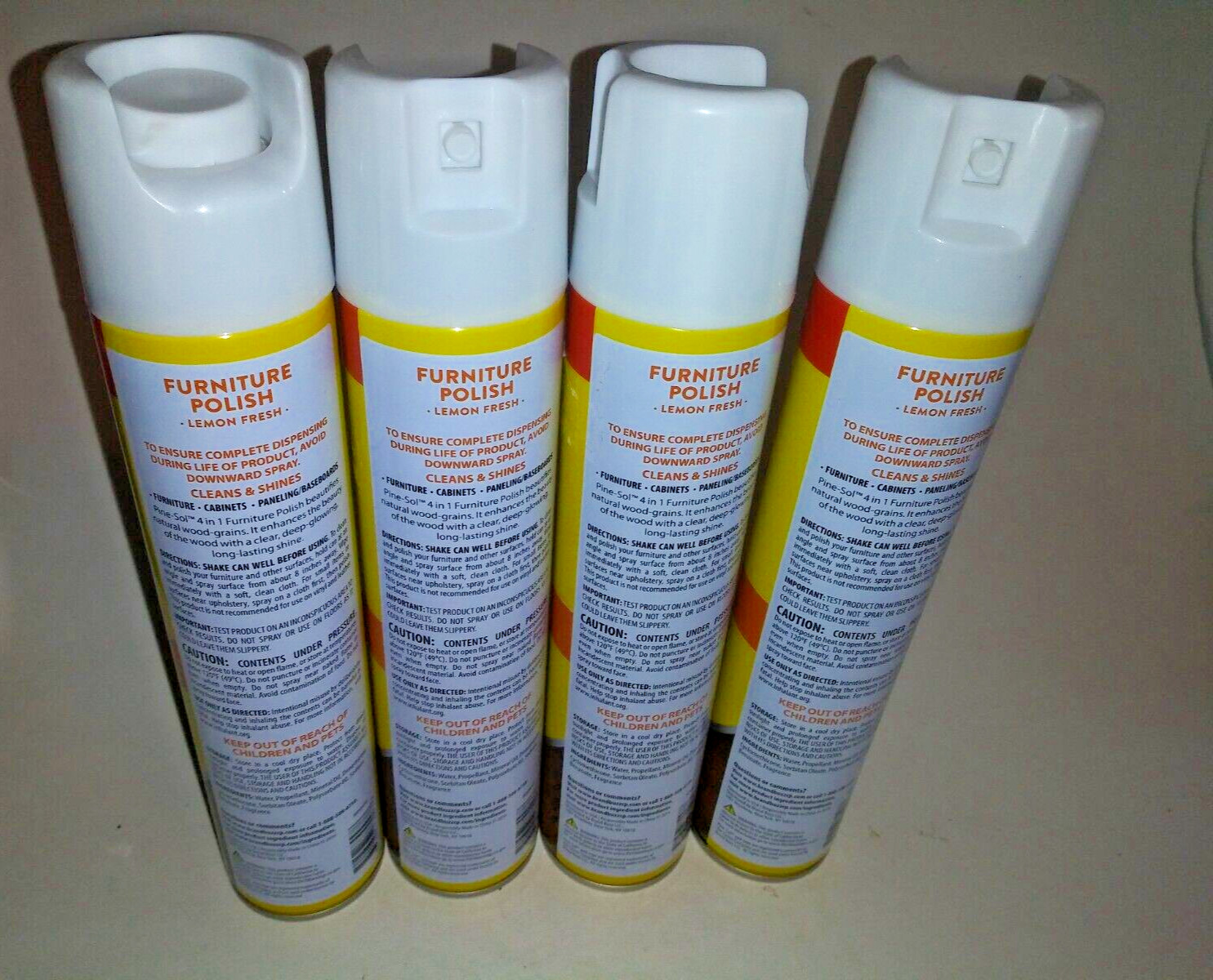 Pine-Sol Furniture Polish 4 in 1 12.7oz Aerosol Can LEMON Scent 4pc Lot