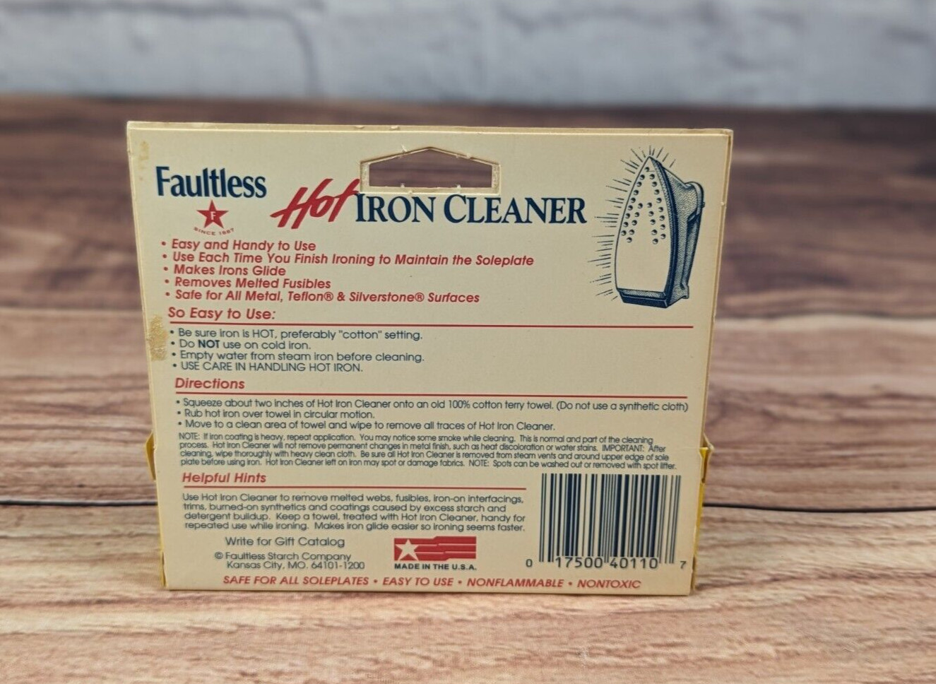 Faultless Starch Hot Iron Cleaner 1oz 28 Grams Removes Draggy Coating Made in US