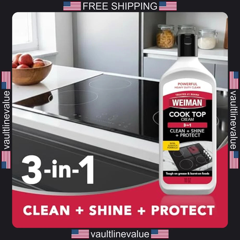 Weiman Cooktop Cleaner & Polish Heavy Duty Stove Eco Friendly 10 oz Bottle