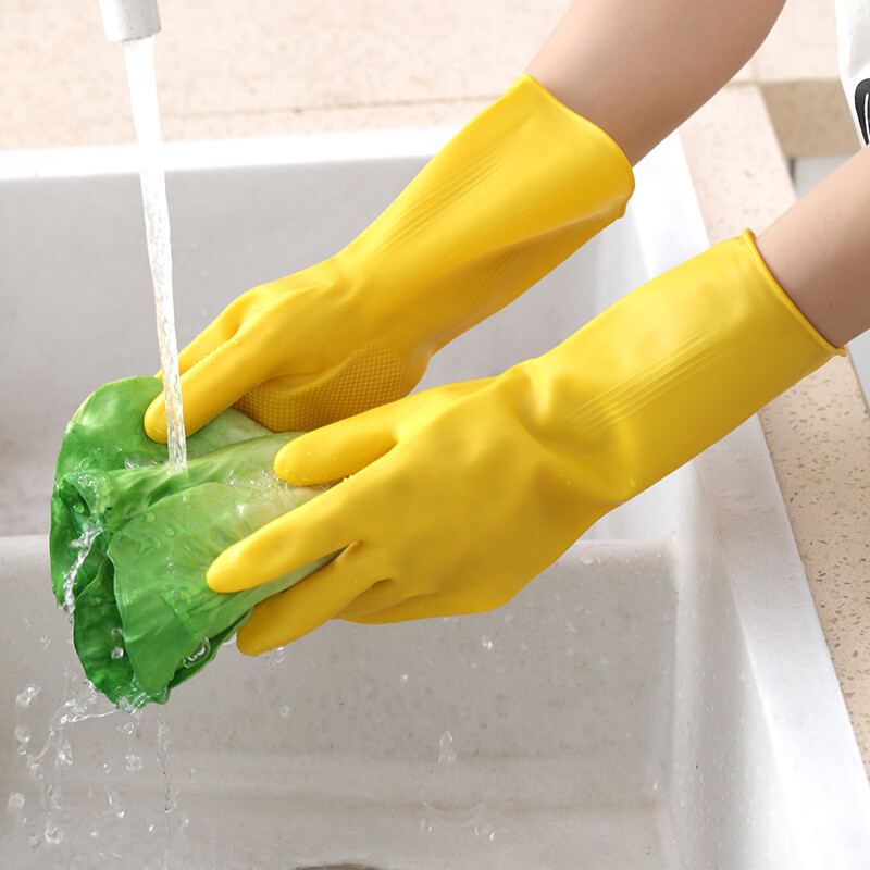 2 Pairs Rubber Gloves Large Long Sleeve Household Washing Up Kitchen Cleaning