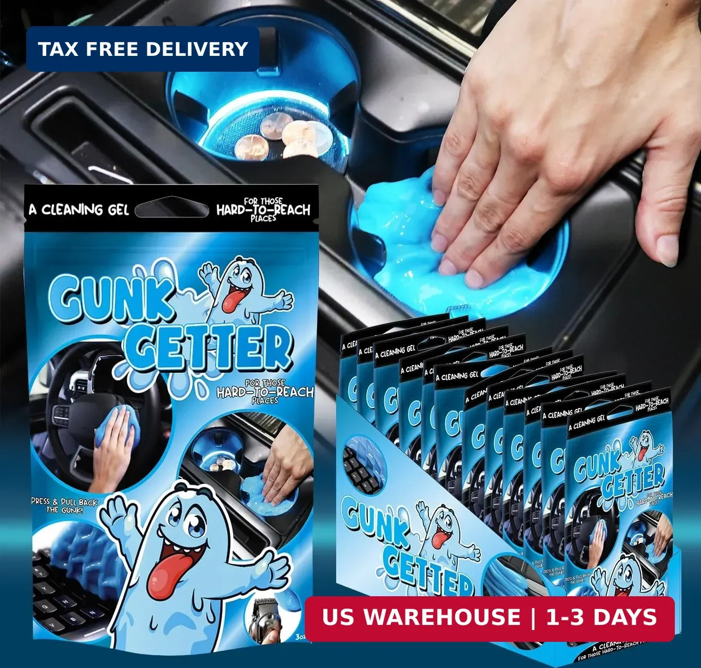 Car Cleaning Gel 12 Pack for Those Hard to Reach Places, Automotive Cup Holder E