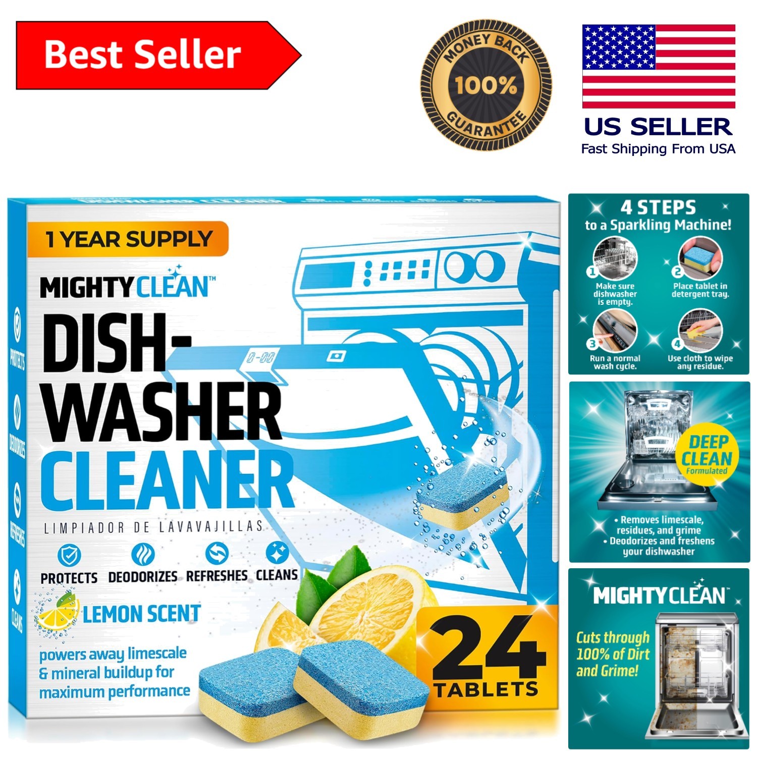 Effortless Dishwasher Maintenance – 24 Non-Toxic Cleaner Tablets, Odor-Free