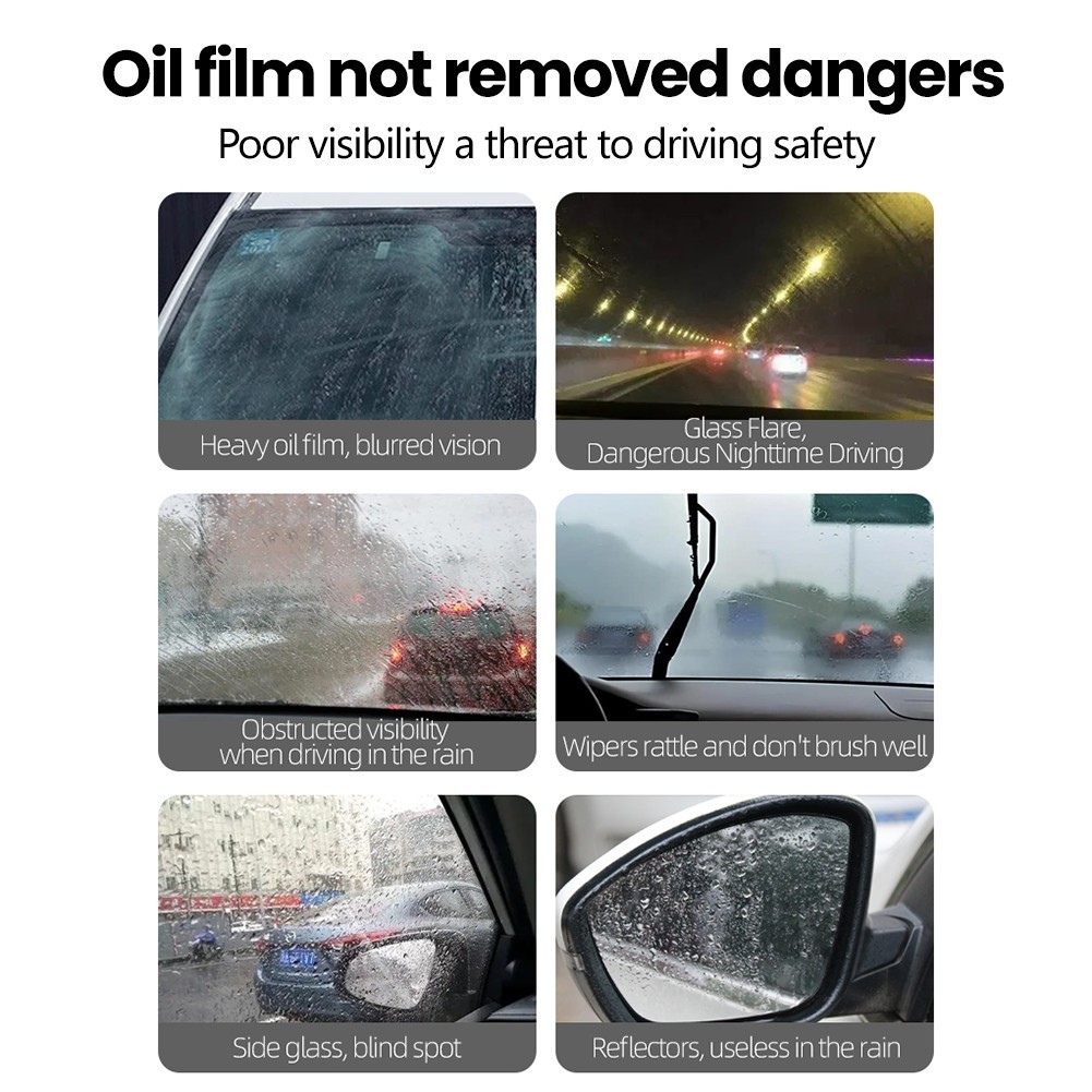 Automotive Oil Film Cleaner Car Windshield Oil Film Remover w/ Brush Head