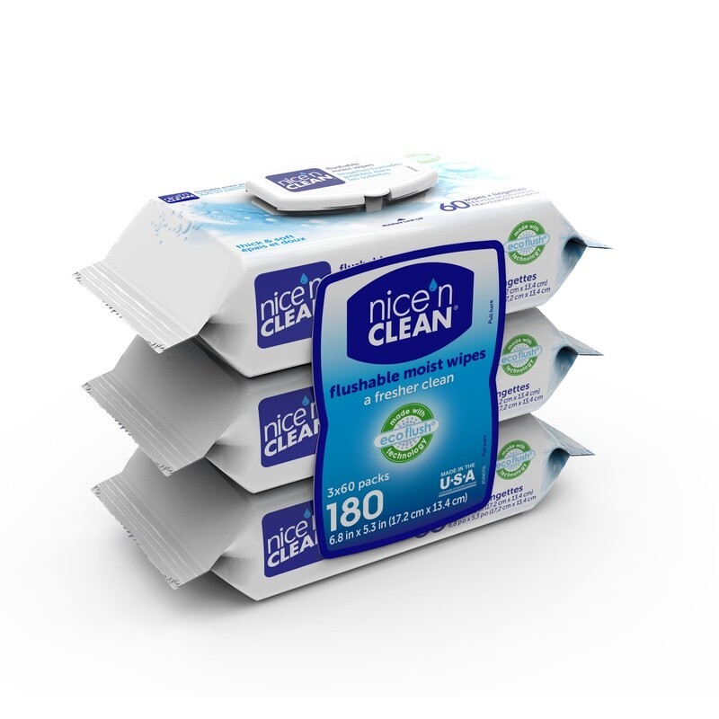 Ultra Thick Flushable Wipes 180 Count Plant-Based Aloe Vitamin E Septic Safe New