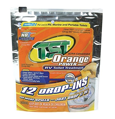 Camco TST Orange RV Toilet Treatment Drop-Ins 15 Pack Citrus Septic Safe