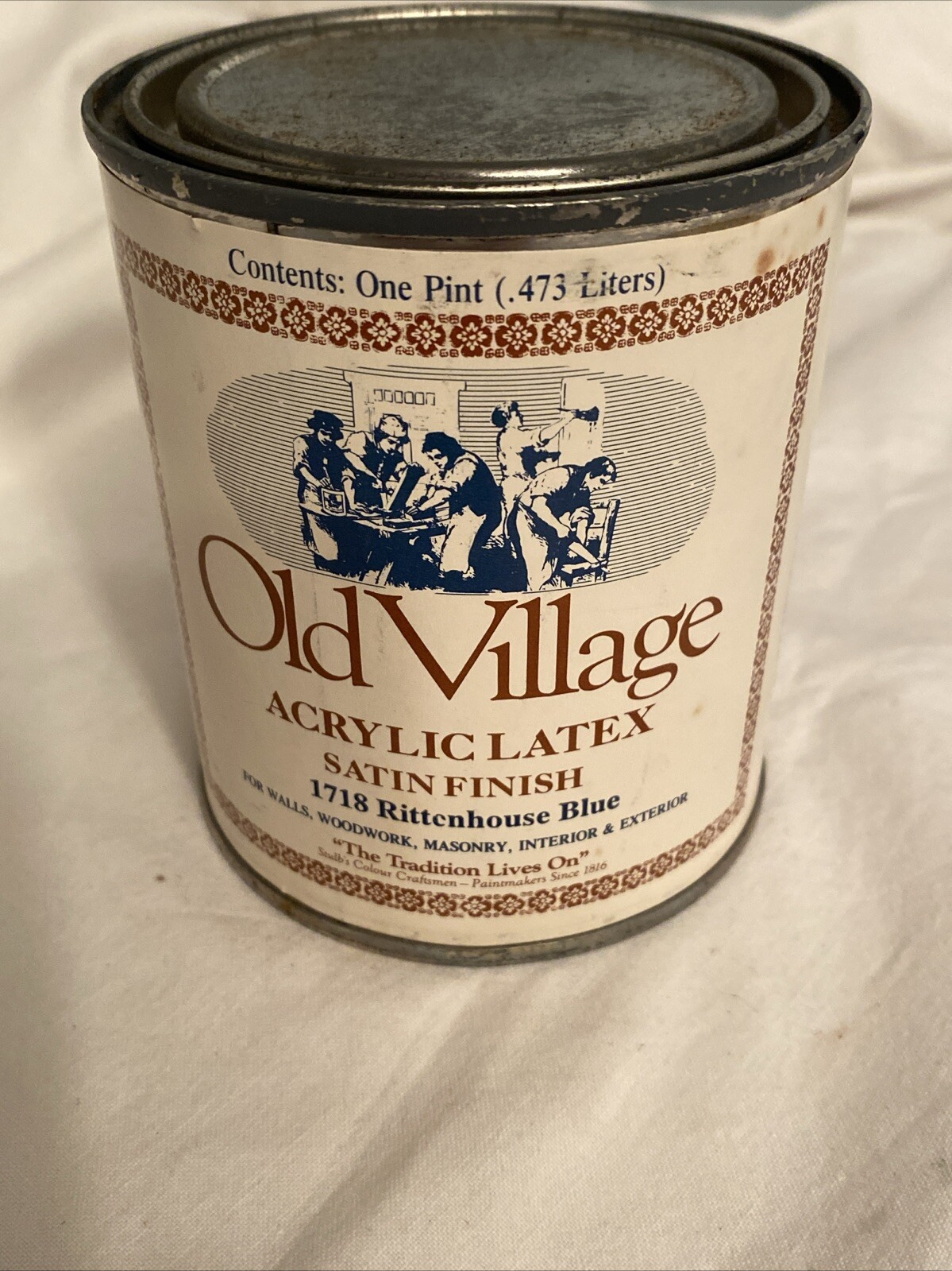 Olde Village Acrylic Latex Paints Satin Finish 1718 Rittenhouse Blue Pint