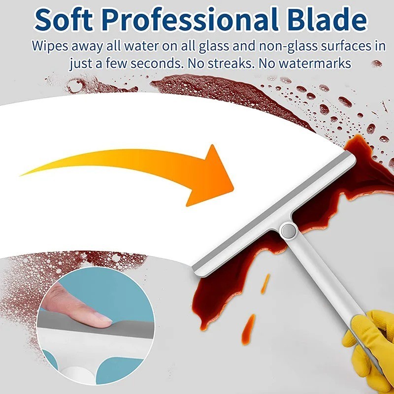 360° Rotatable Shower Squeegee Glass Wiper Silicone Bathroom Cleaner