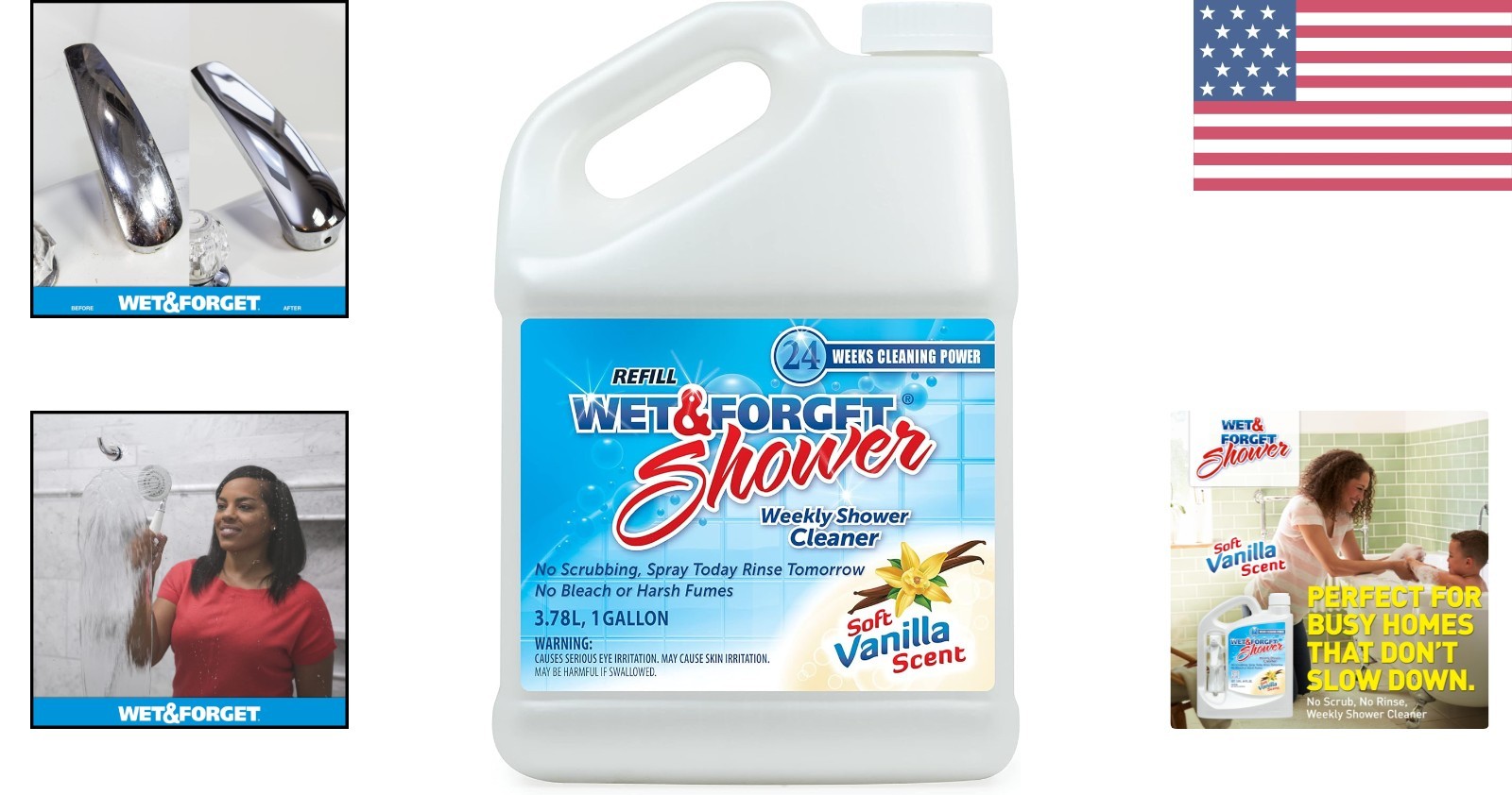 128 Fl Oz Vanilla Scented Shower Cleaner – Weekly No Scrub Bleach-Free Formula