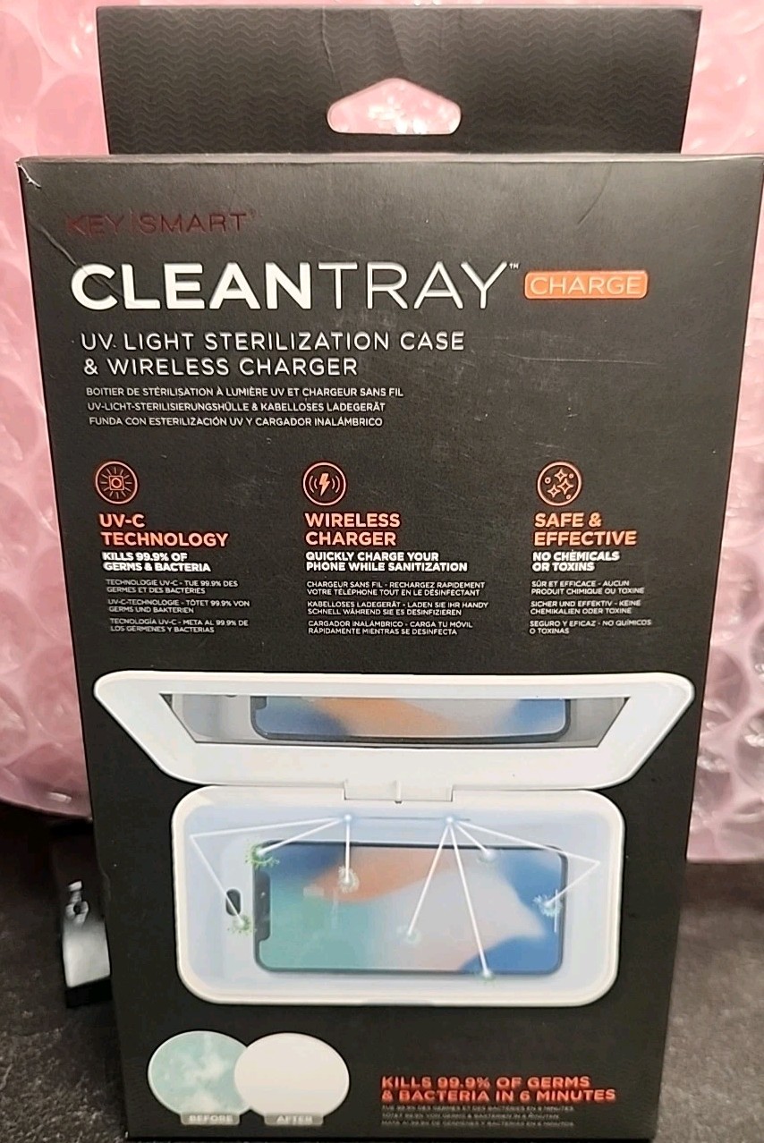 NEW Keysmart CleanTray Charger + UV Light Sterilization Case UV-C Kills 99.9%