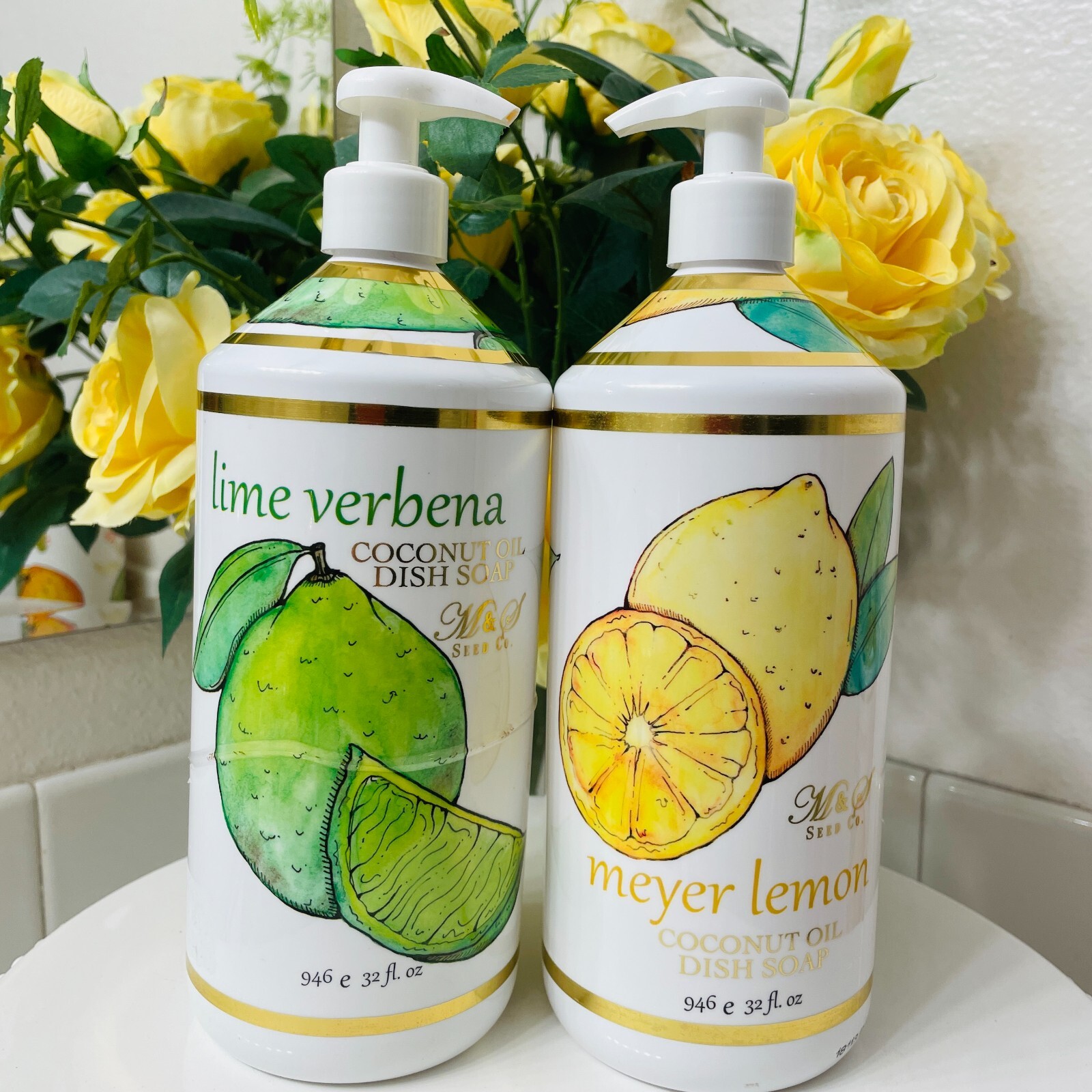 4X Home & Body Co Meyer Lemon Lime Verbena Sweet Orange Grapefruit Gel Dish Soap