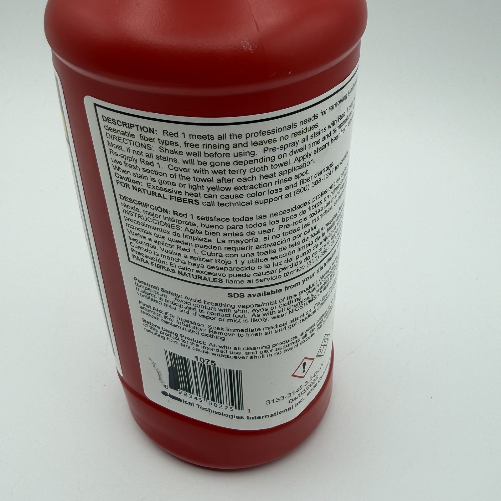 Pro’s Choice RED 1 Specialty Stain Remover Kool-Aid Dye Spot Cleaner 1 Quart