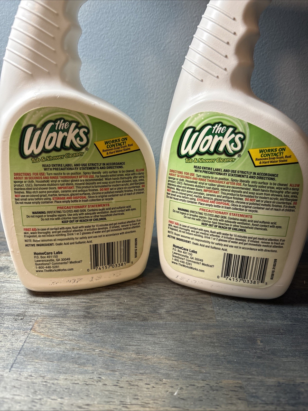 THE WORKS Tub Shower Cleaner Trigger Spray 32 oz Soap Scum Rust 1 Full, 1 Used