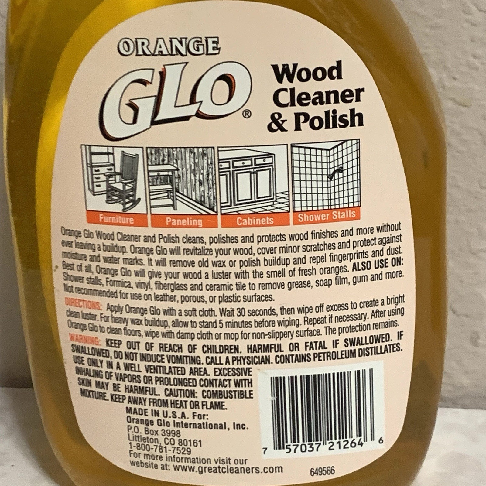 ORANGE GLO Wood Furniture Orange Oil CLEANER & POLISH Revive 32 Oz Use Or Prop