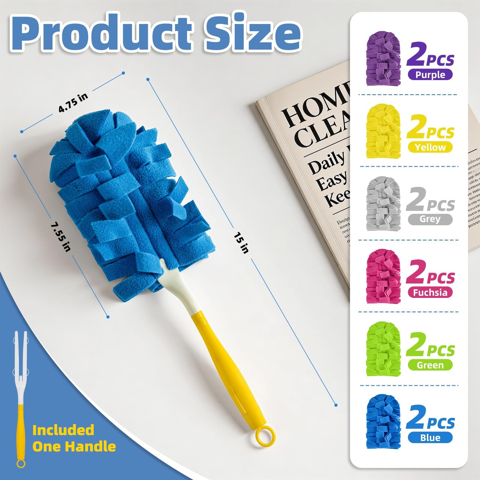 12 PCS Reusable Duster for Swiffer, Washable 360 Fleece Duster Refills for Fa…