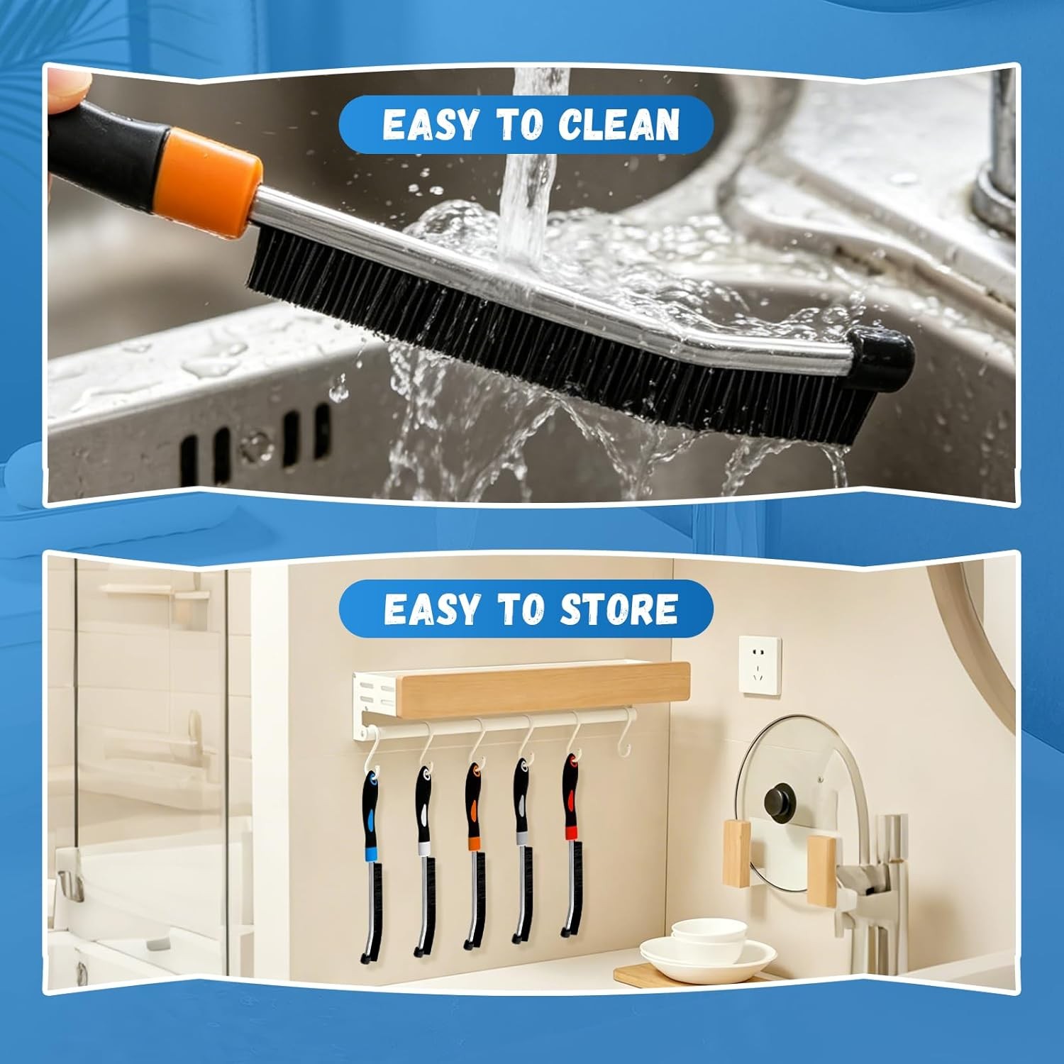 5 Colors Crevice Cleaning Brush Set Hard Bristle Cleaning Brush Gift for Her