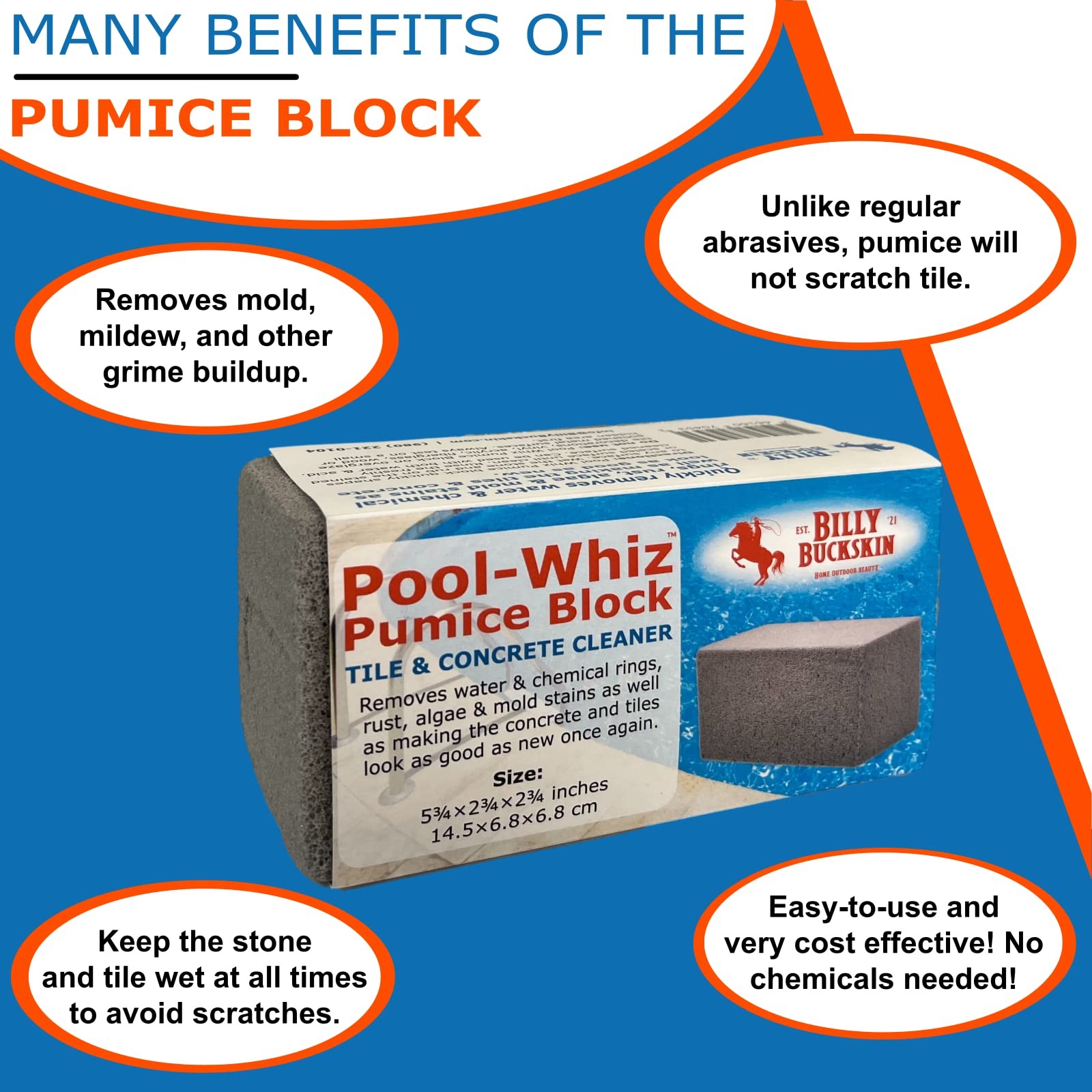 Poolwhiz Pumice Block Pumice Stone For Cleaning Pools Spas & Water Features Pool