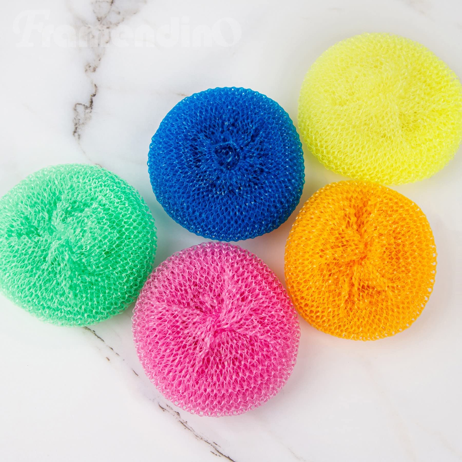 30 Pack Dish Scrub Brush Nylon Scouring Pads Round Plastic Mesh Scourers