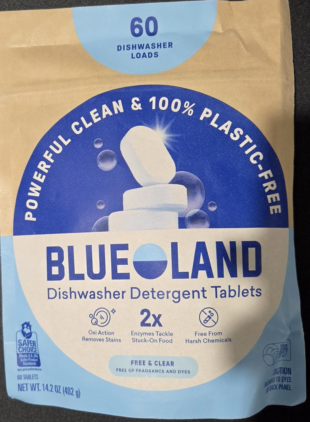 Blueland Dishwasher Detergent Tablets60 Count Free Clear Plastic Free Refill NEW