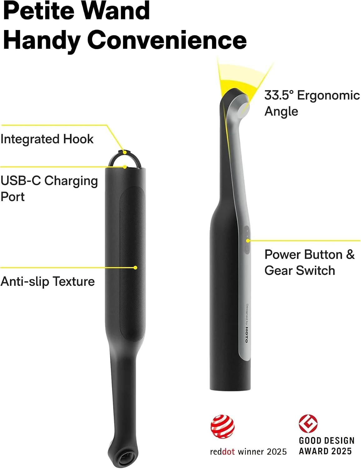 HOTO Wand™ Cordless Spin Scrubber, Electric Grout Cleaning Brush, IPX7 Full Body