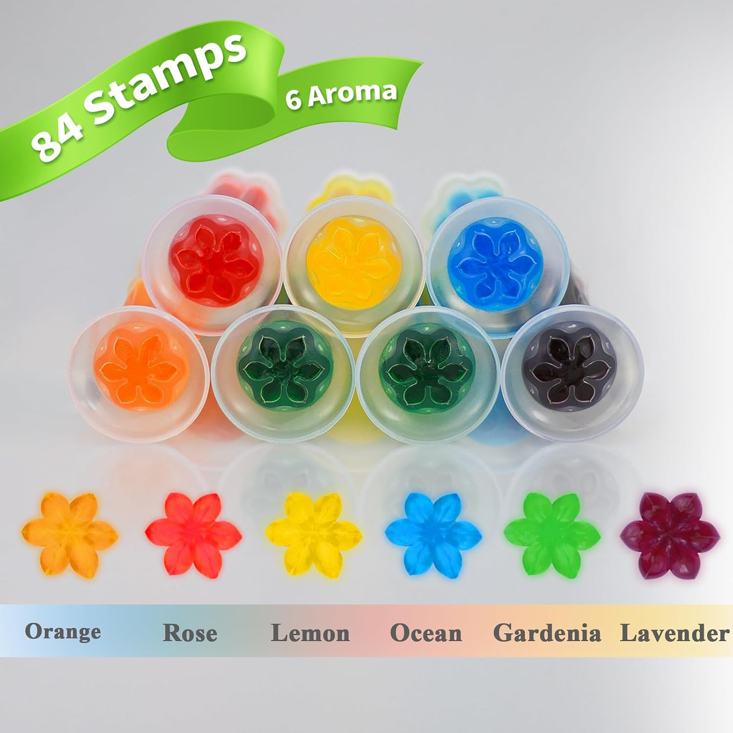 84 Flower Toilet Gel Stamps, Assorted Scents, Long Lasting Automatic Deodorizer,