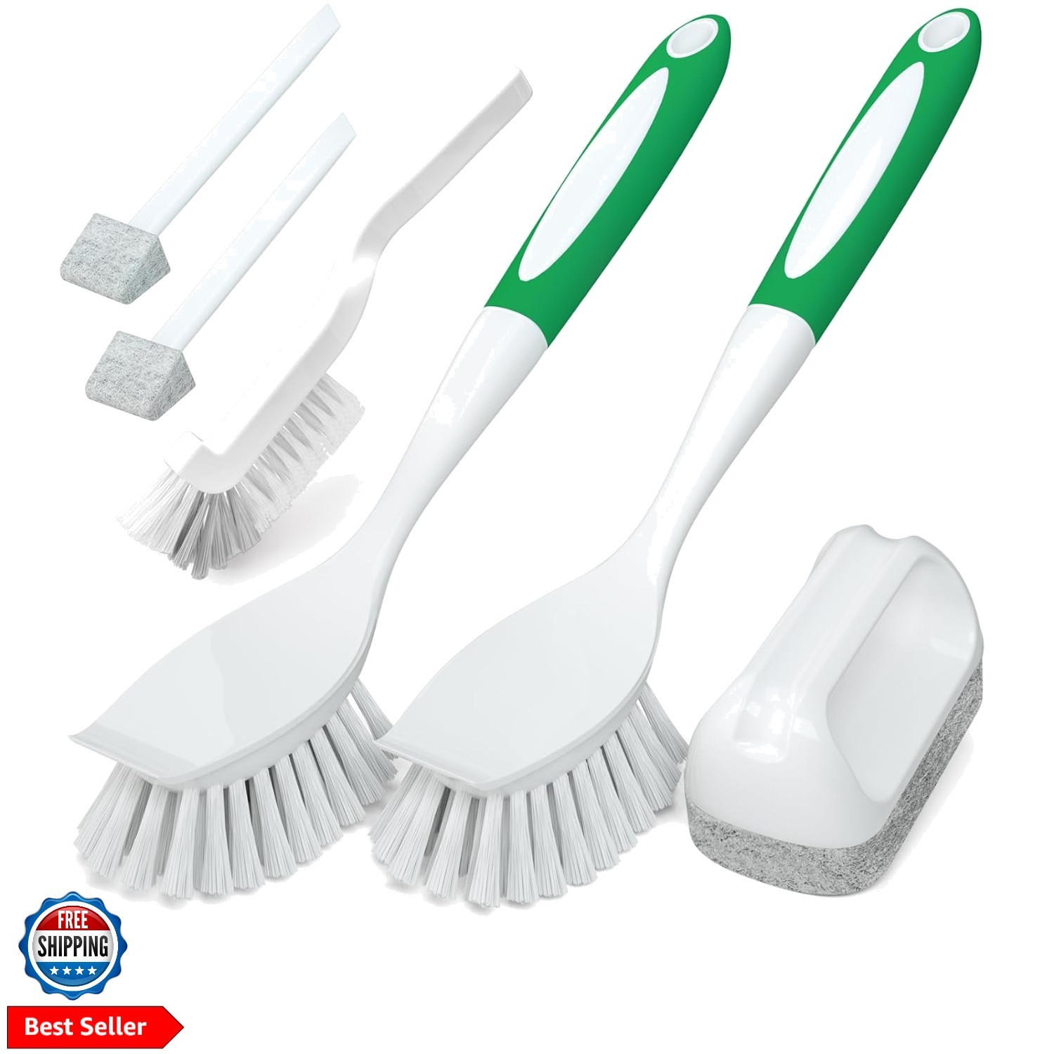 6 Pack Dish Brush with Handle Kitchen Cleaning Brush Set for Pot, Pan, Kitche…