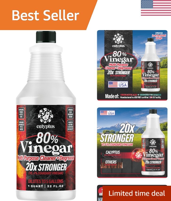 80% Pure Concentrated Vinegar – 32oz Dilutes to 5 Gallons for Powerful Cleaning