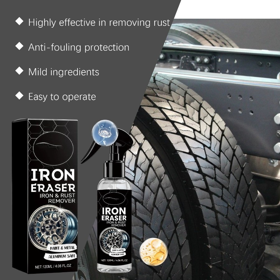 2x Iron Eraser Rust Remover Spray, Car Wheel Paint Brake Dust Fast Cleaner 120ml