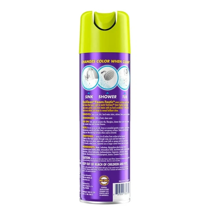 OxiClean Foam-Tastic Bathroom Cleaner, Removes Soap Scum, Grime & Stains 19 oz