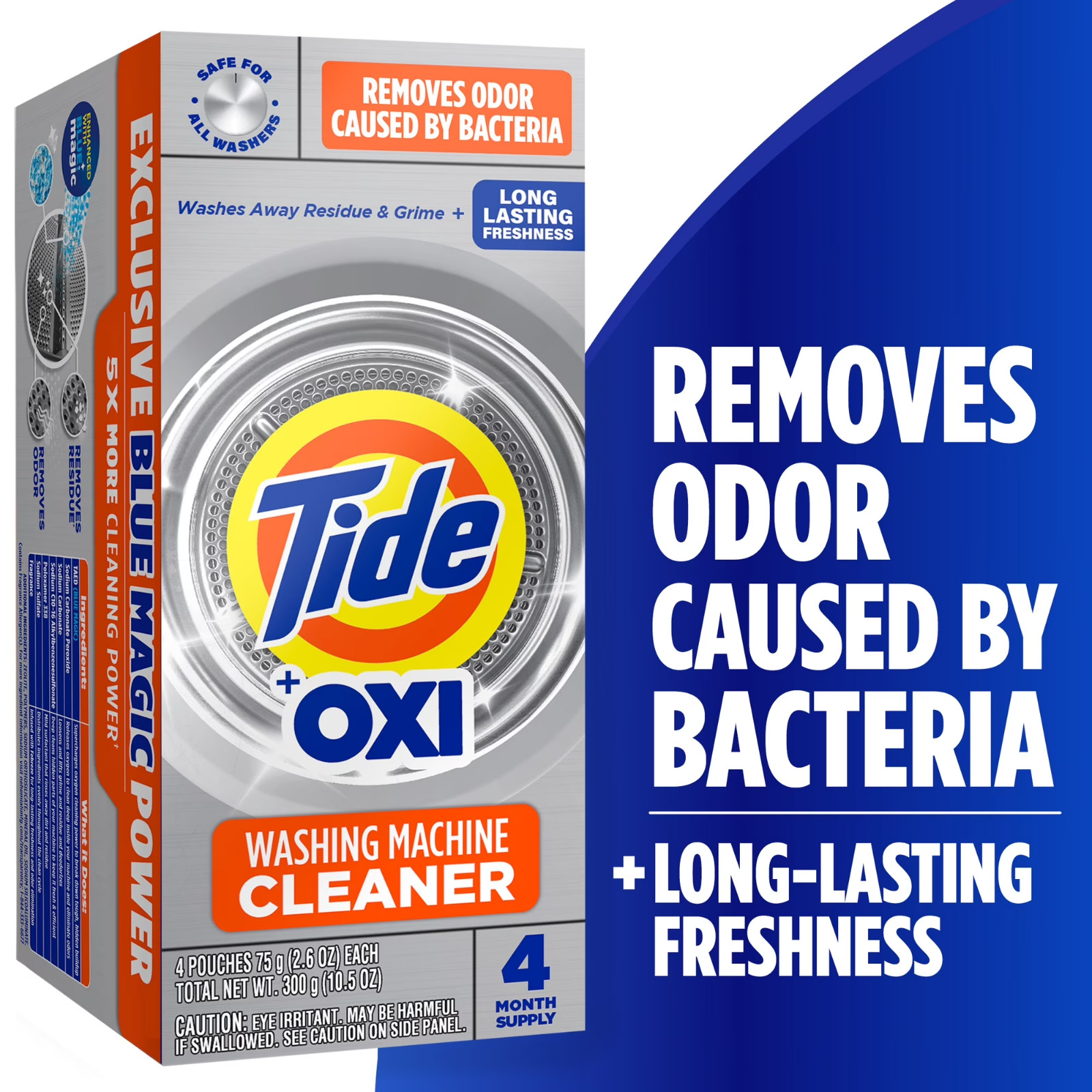 Tide Washing Machine Cleaner with Oxi Powder Odor Eliminator 4 Count Washer Care