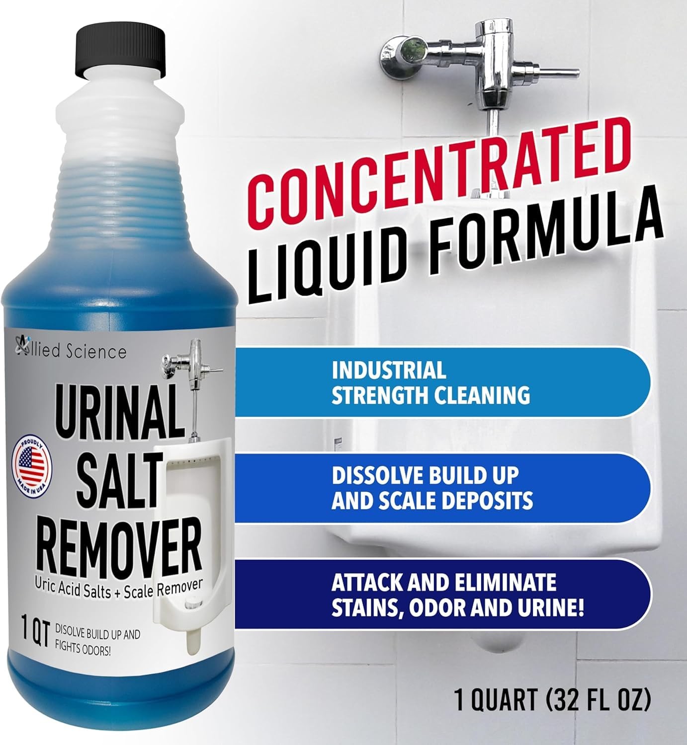 Urinal Salt, Calcium and Mineral Scale – Eliminates Urine Odor, Destroys Uric…