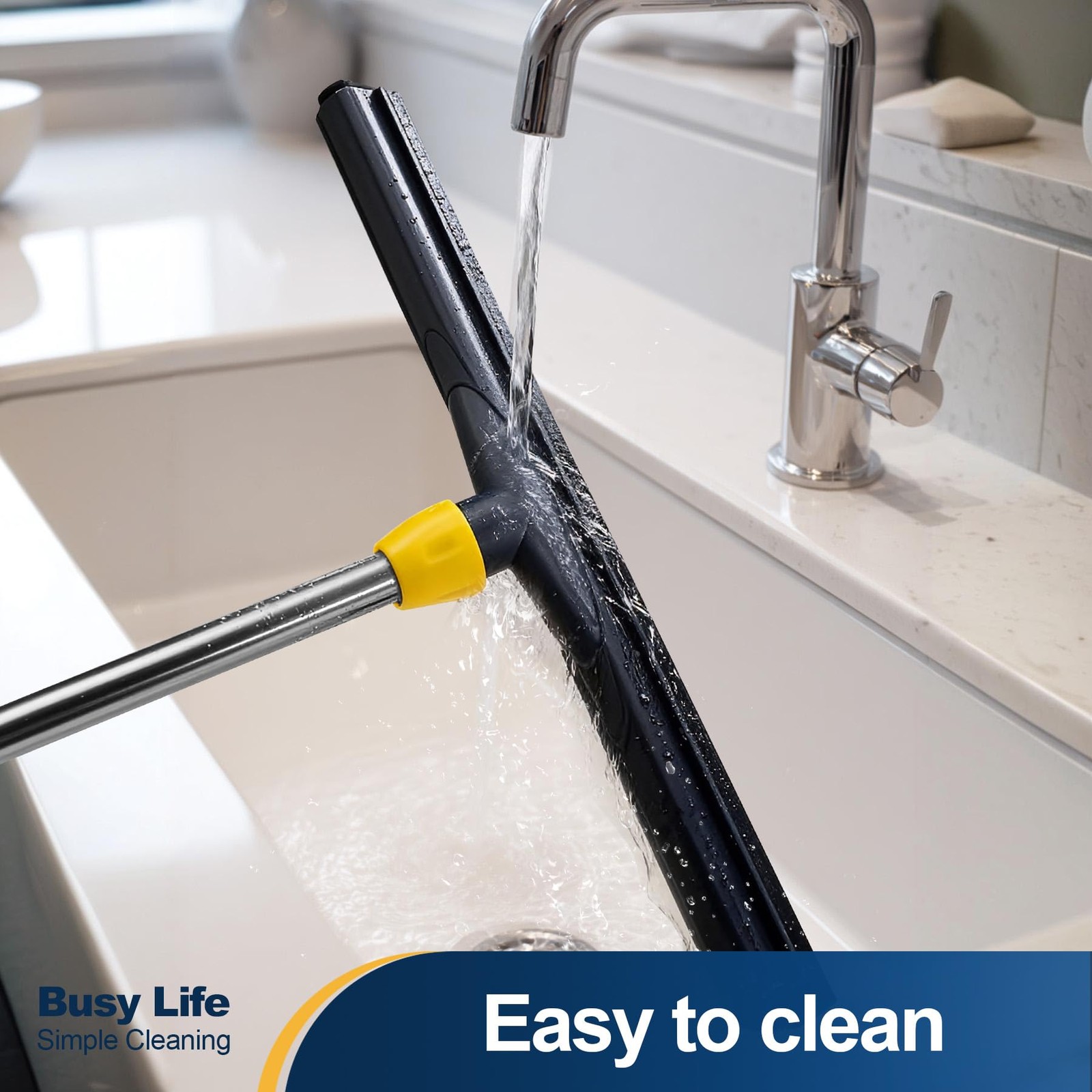 Floor Squeegee Scrubber Adjustable Telescopic Pole Heavy Duty Household Broom
