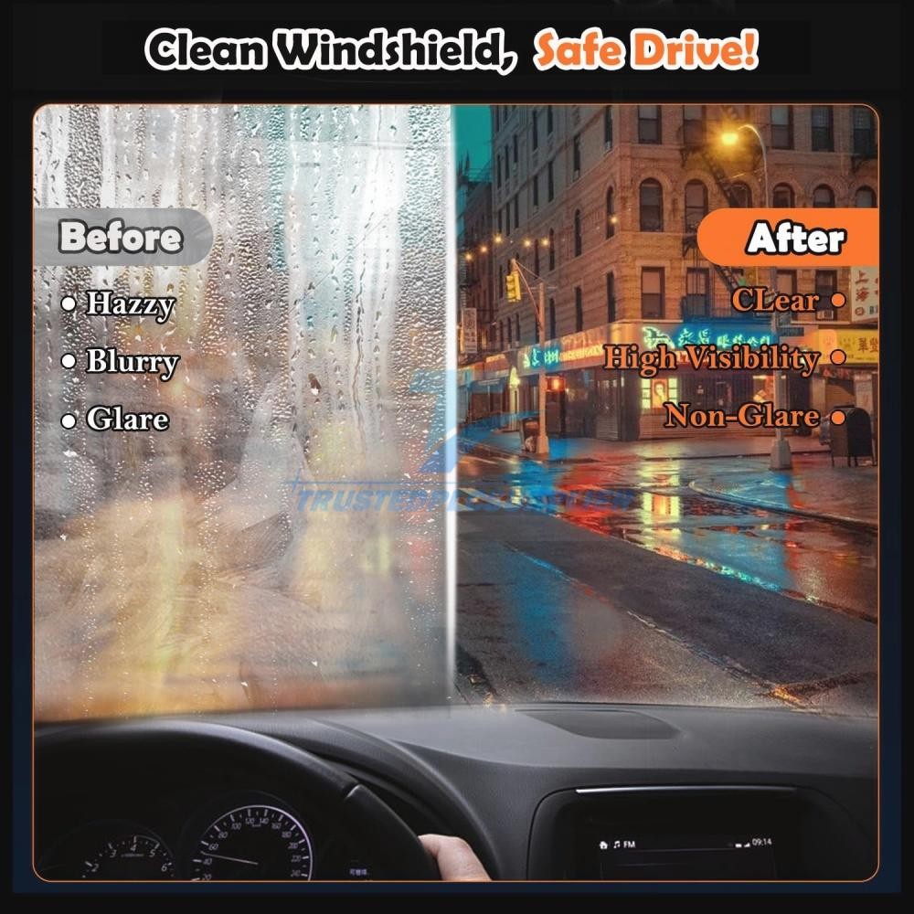 Glass Oil Film Remover for Car, Oil Film Remover & Smudges for Car Windshields