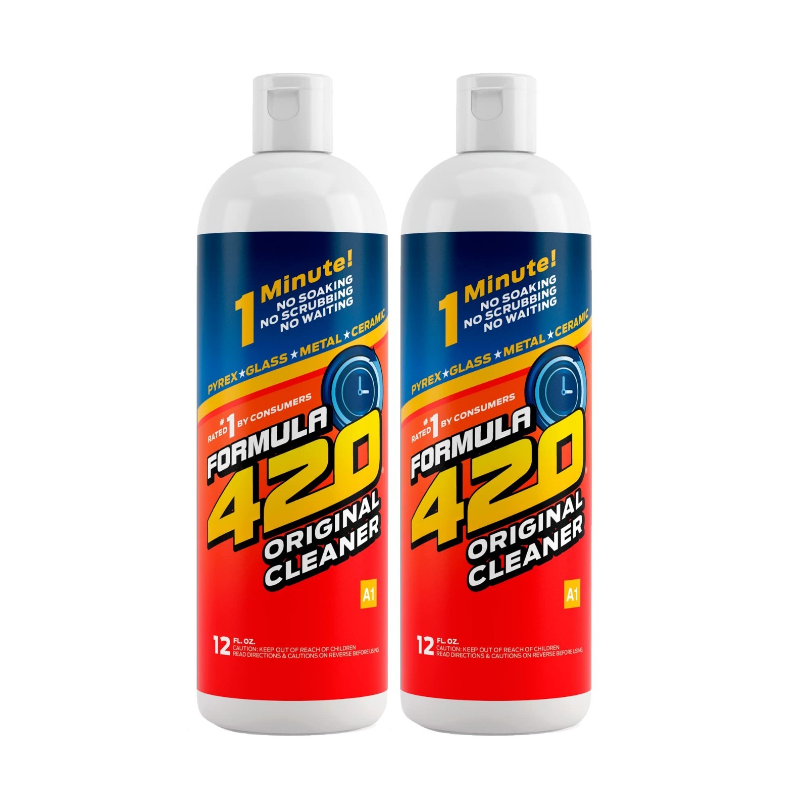 420 Cleaner for Glass, Metal & Ceramic – 12 Oz Bottles, 2 Pack – Fast Acting Sol