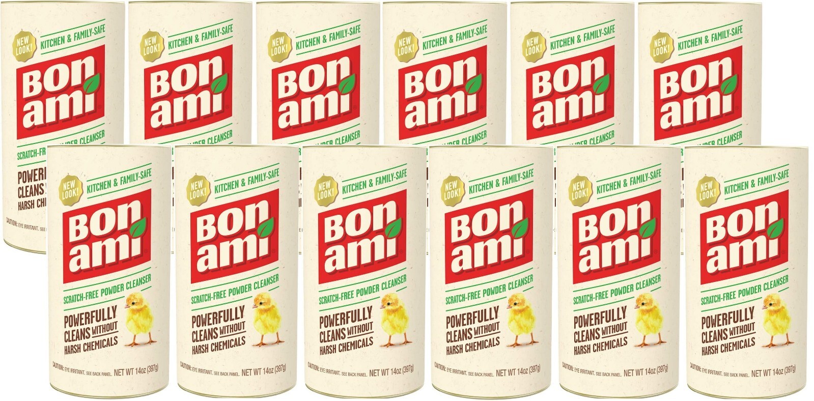 12 pk Bon Ami POWDER CLEANSER 14 oz No Scent Cleaner Kitchen Bath Surfaces 04410
