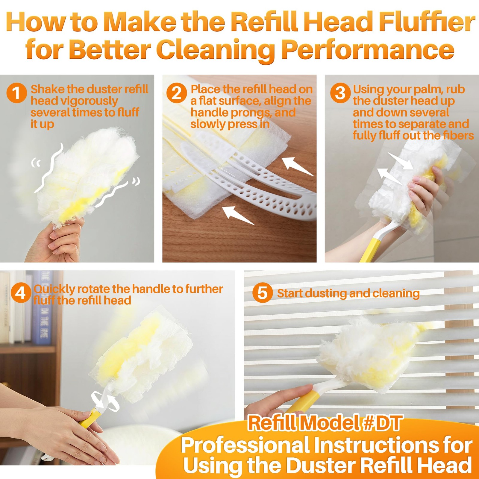 Disposable Electrostatic Duster for Cleaning, with 2 Handles & 24 Ct Yellow H…